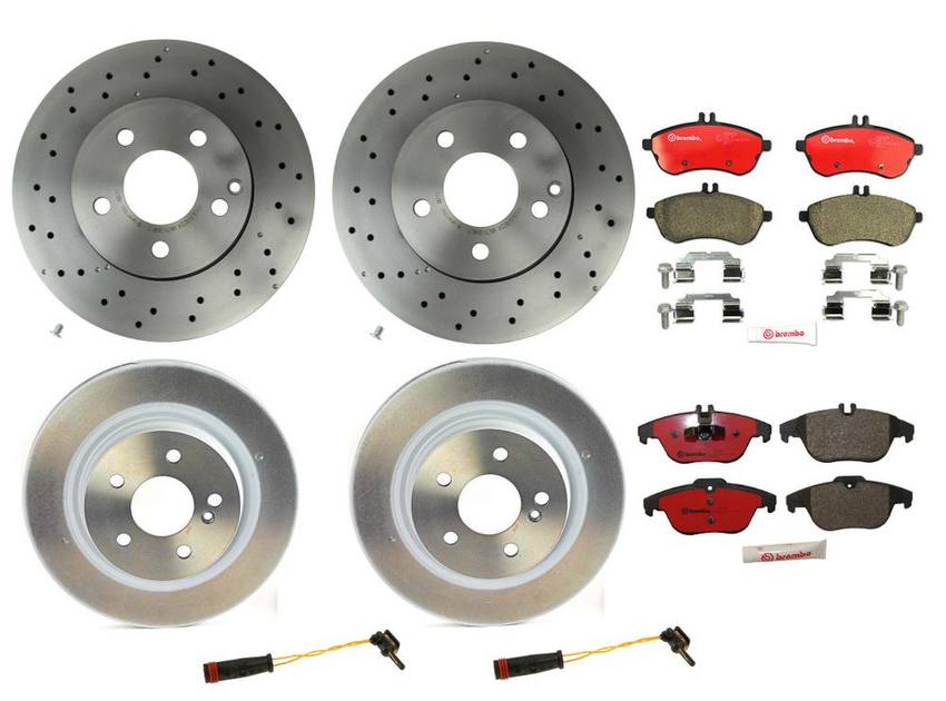 Mercedes Brakes Kit - Pads & Rotors Front and Rear (295mm/300mm) (Ceramic) 2115401717 - Brembo 1634351KIT